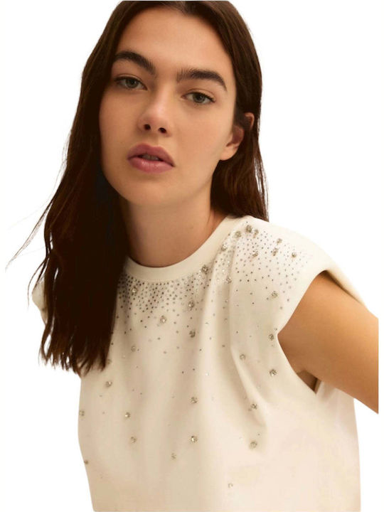 Damen Bluse Ärmellose Weiß