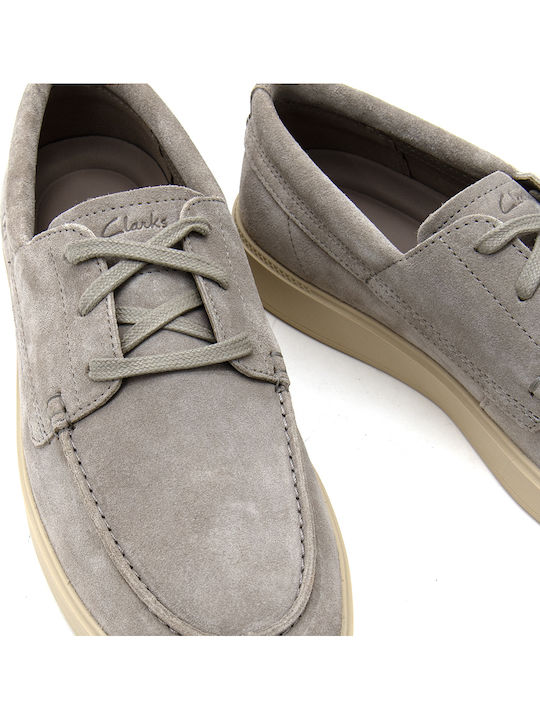Suede Men's Boat Shoes Gray Suede