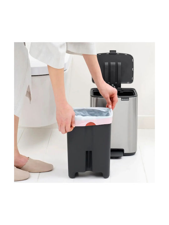 Brabantia Κάδος Απορριμμάτων από Ανοξείδωτο Ατσάλι με Πεντάλ Γκρι 7lt