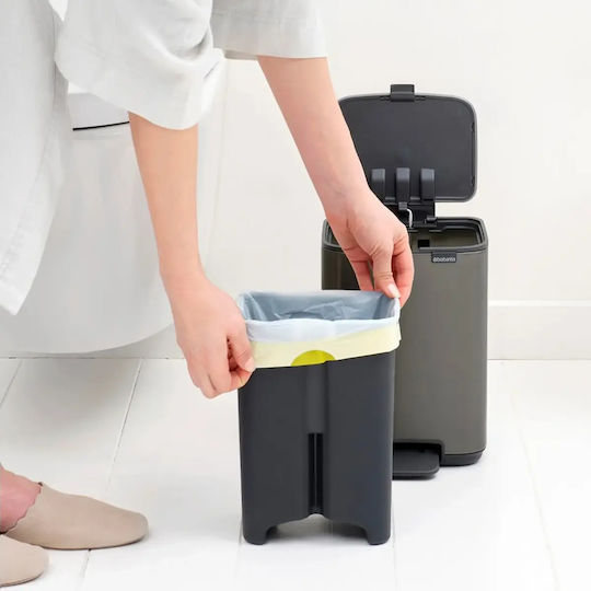 Brabantia Bo Pedal Μεταλλικό Καλαθάκι Μπάνιου 4lt Γκρι