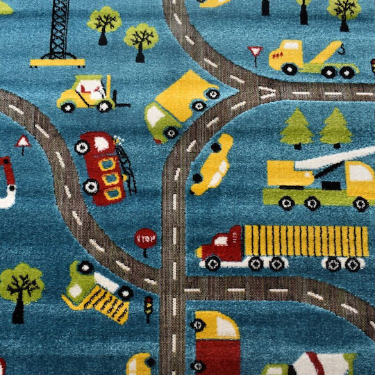 Saray Home 3d City Adventure Детско килимче Син 133x170см