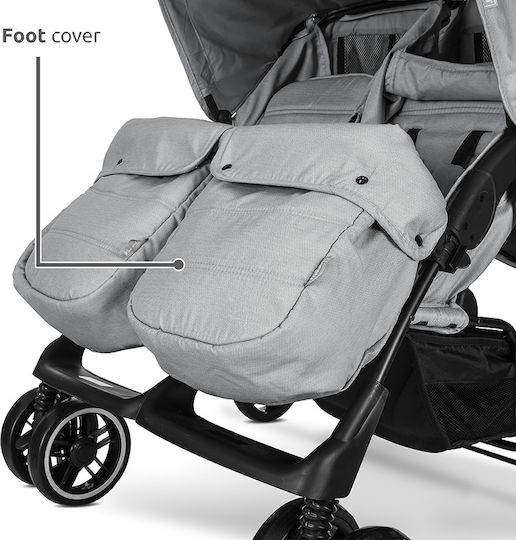 Lorelli Twin Adjustable Double Stroller Suitable for Newborn Grey 13.67kg