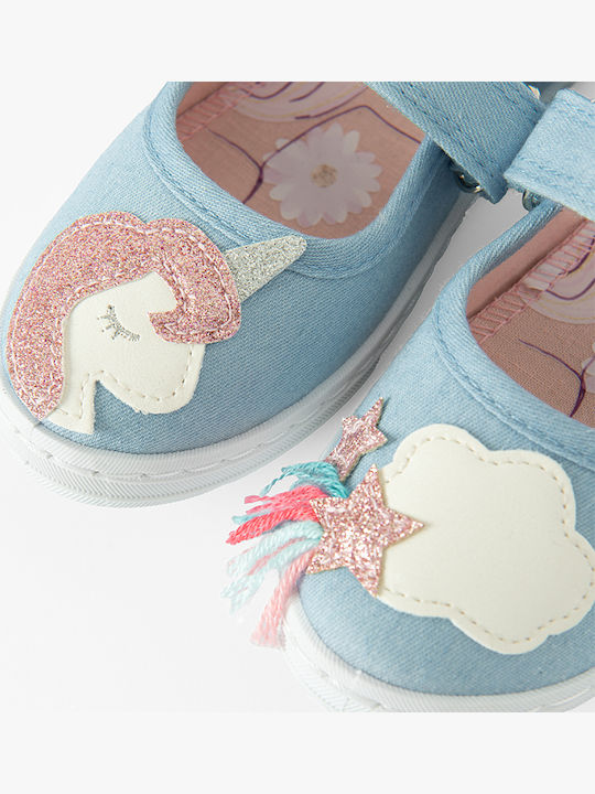 Kids Ballerinas with Hoop & Loop Closure Blue