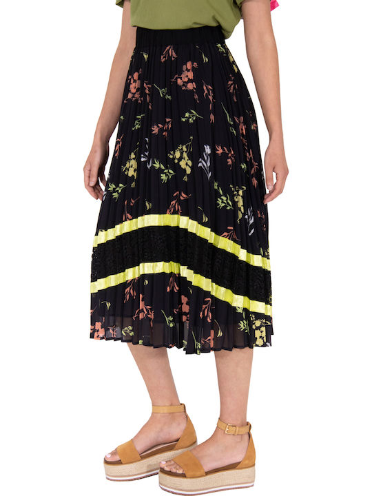 Pleated Midi Skirt Black