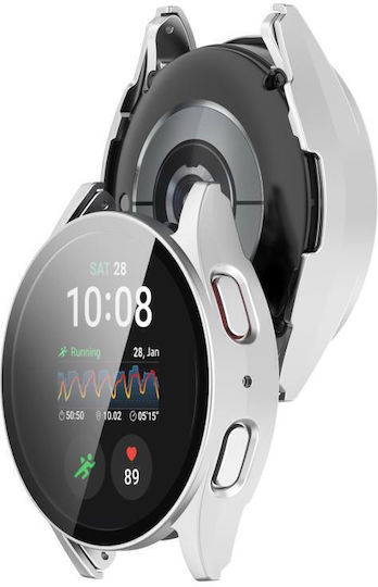 Samsung Galaxy Watch 7 40 mm Gehärtete Displayschutzfolie Integrierter Wasserdichter Pc Uhren Schutzabdeckung Silber