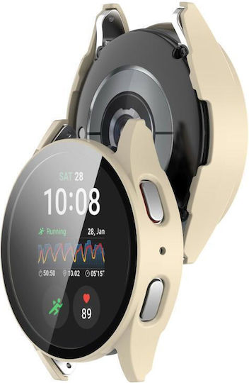 Samsung Galaxy Watch 7 40 mm Gehärtete Displayschutzfolie Integrierter Wasserdichter Pc Uhren Schutzabdeckung Elfenbein
