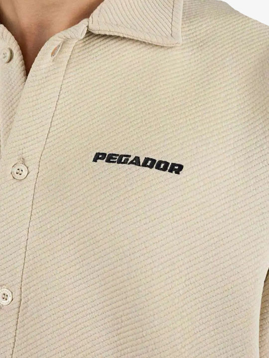 Дълъг Ръкав Overshirt с Прекалено Голяма Линия Бежов