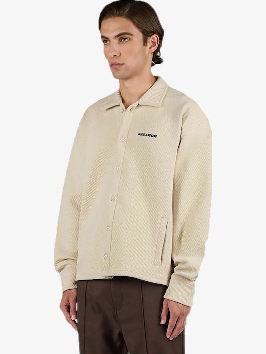 Дълъг Ръкав Overshirt с Прекалено Голяма Линия Бежов
