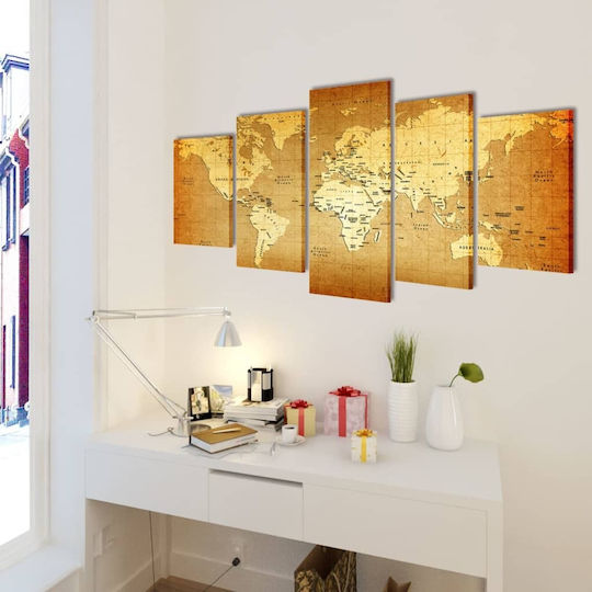 vidaXL Fivefold Painting on Canvas 50x100cm