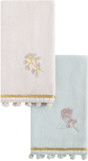 Nima Home Σετ Πετσέτες 2 X 30x50 Floral Ροζ Γαλάζιο