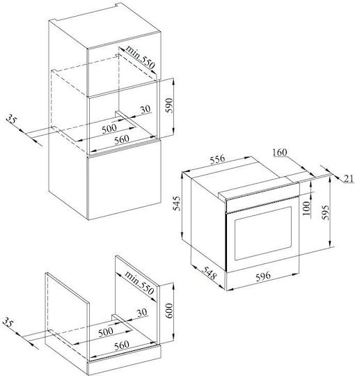 Heinner Over Counter Oven 56lt W59.5cm.