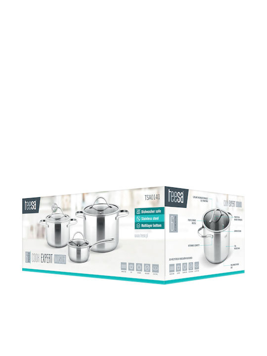 Teesa Cook Expert Master Stainless Steel Pots Set with Ceramic Interior Coating 6 Pieces