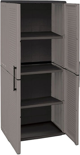 Δίφυλλη Ντουλάπα Πλαστική με 3 Ράφια Elephant Grey 68x37x163εκ.