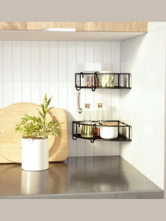 Umbra Metallic Corner Wall-Mounted Bathroom Shelf with 2 Tiers 23x23x8cm