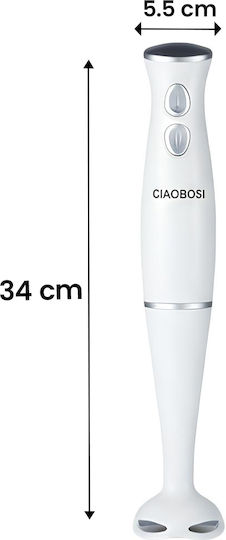 Avizar Blender de Mână Multifuncțional 300W Lamă din Oțel Inoxidabil Alb