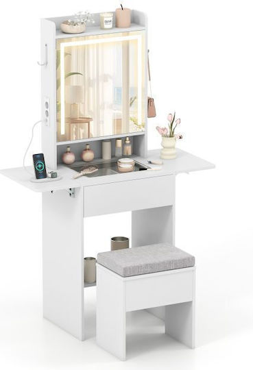 Costway Bedroom Makeup Dressing Table White 94x41x147cm