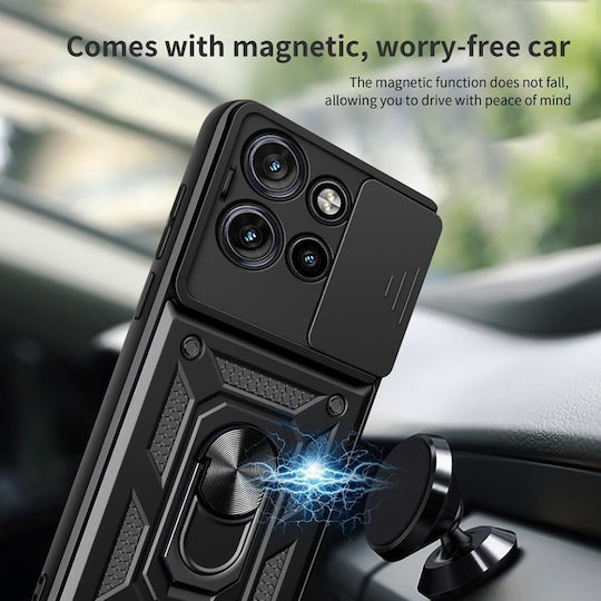 Калъф Motorola Edge 50 Skyddar Innovation Camshield Магнитен Пръстен Комплект Стикер Черен