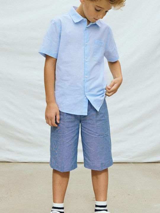 Tricou Pentru Copii Monocrom Mâneca Scurtă Albastru Deschis