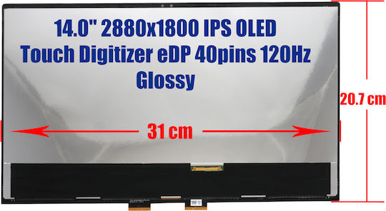 Екран Laptop Screen Monitor Asus Zenbook UX3405 UX3405M UX3405MA UX3405MA-PH77 UX3405MA-OLEDU7B ATNA40CU06 Touch Digitizer 14.0'' 2880x1800 2.8K IPS eDP 40 пина 120Hz Гланциран Код 1-scr0702