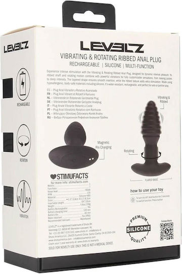 Shots Ribbed Dop Anal cu vibrație Neagră
