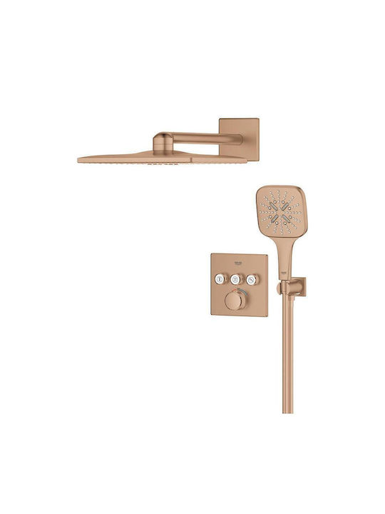 Grohe Σετ Μίκτης, Τηλέφωνο & Κεφαλή Ντουζ Εντοιχισμού για Ντουζιέρα 3 Εξόδων Ασημί