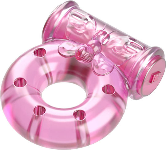Vibrating Cock Ring & Condom Set Pink