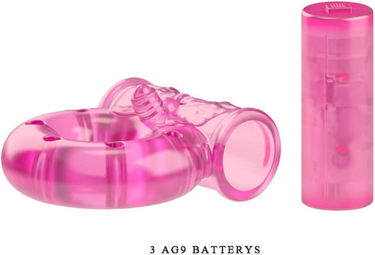 Vibrating Cock Ring & Condom Set Pink