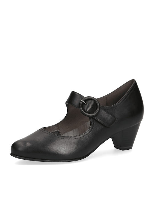 Leather Tabac Brown Heels with Strap