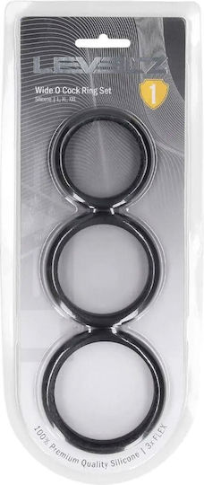 Wide O Silicone Cockring Set 3 L Xl Xxl Black