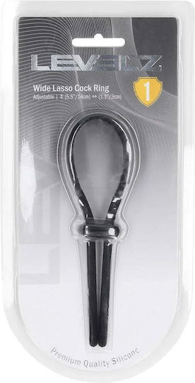 Breites Verstellbares Silikon-Lasso Penisring 5mm Schwarz