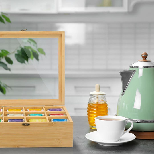 Relaxdays Box for Tea with Lid Wooden Brown 28x11x32cm Relaxdays Box for Tea with Lid Wooden Brown 28x11x32cm