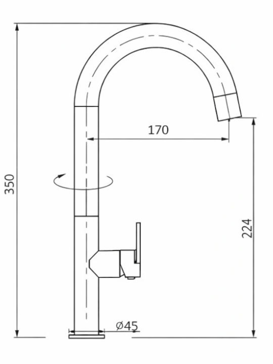 Orabella Μπαταρία Κουζίνας Ψηλή Πάγκου Inox Ασημί