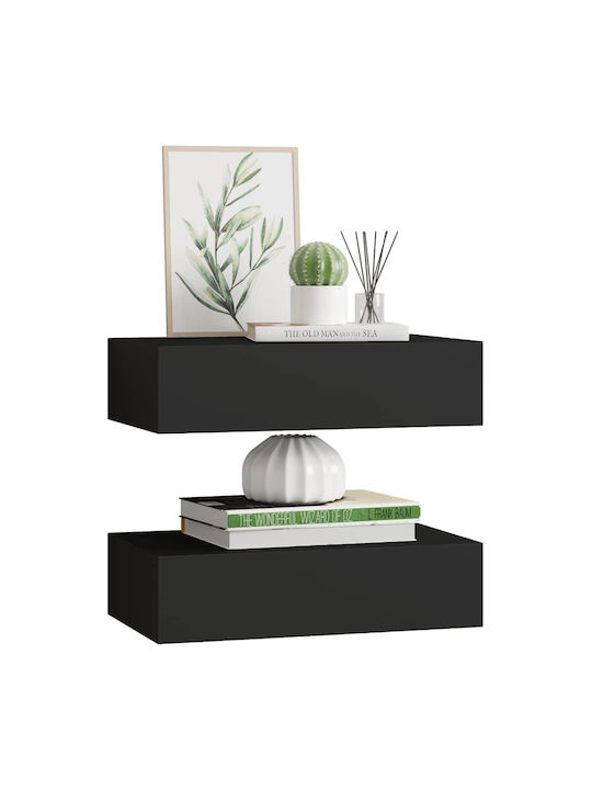 Black Wall Shelves (2 Pieces) 40x23.5x10cm