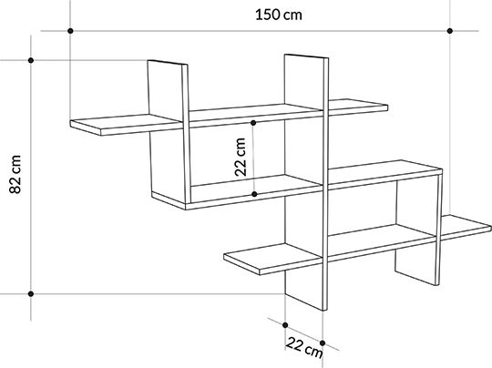 Стенен Рафт Halic Антрацит 150x22x82см