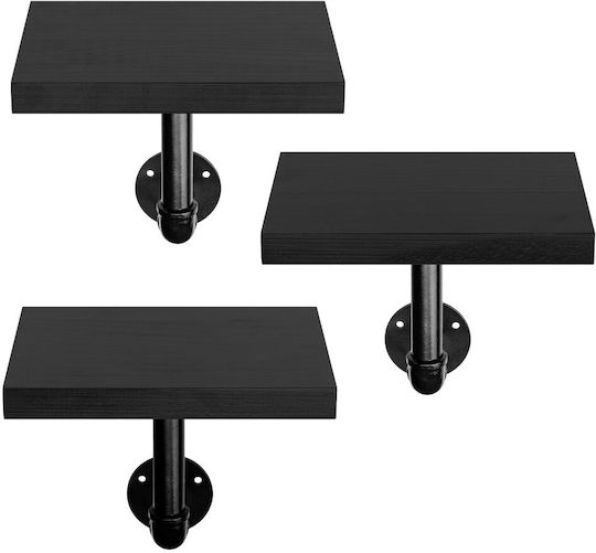 Black Wall Shelves (3 Pieces) 15x20x18cm