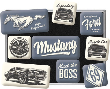 Nostalgic Μεταλλικά Μαγνητάκια Σετ 9 Τεμαχίων Ford Mustang Boss