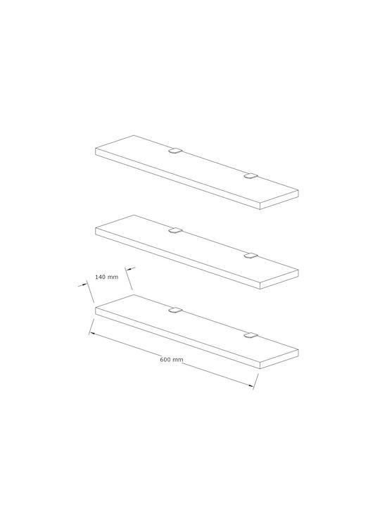 Boss White Wall Shelves (3 Pieces) 60x14.5x1.8cm