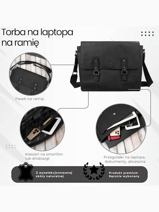 Δερμάτινη Ανδρική Τσάντα Ώμου / Χιαστί Μαύρη
