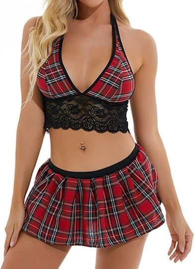 School Girl Costume Sexy Outfit Red