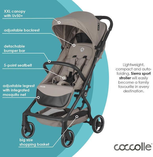 Coccolle Καρότσι Μωρού Kατάλληλο για Nεογέννητο Sierra Taupe Brown 8kg