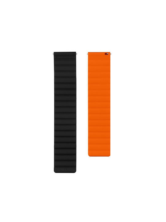 Mobile Origin Easy Strap Magnetic Watch 20mm Black Orange Mo-esm20-blk-org
