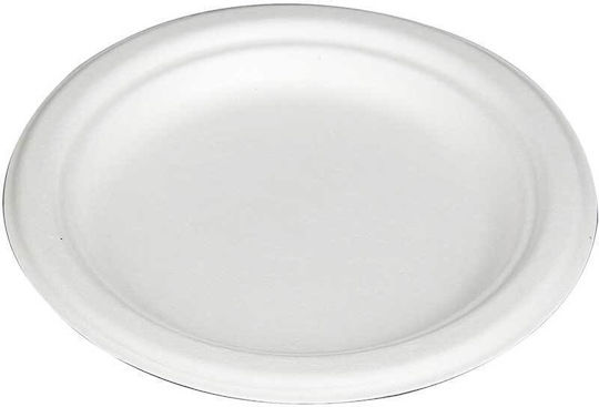 Biodegradable White Sugarcane Plate 17cm 50pcs