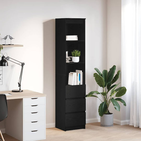Bibliotecă Neagră Stejar Negru 37.5x35x180cm