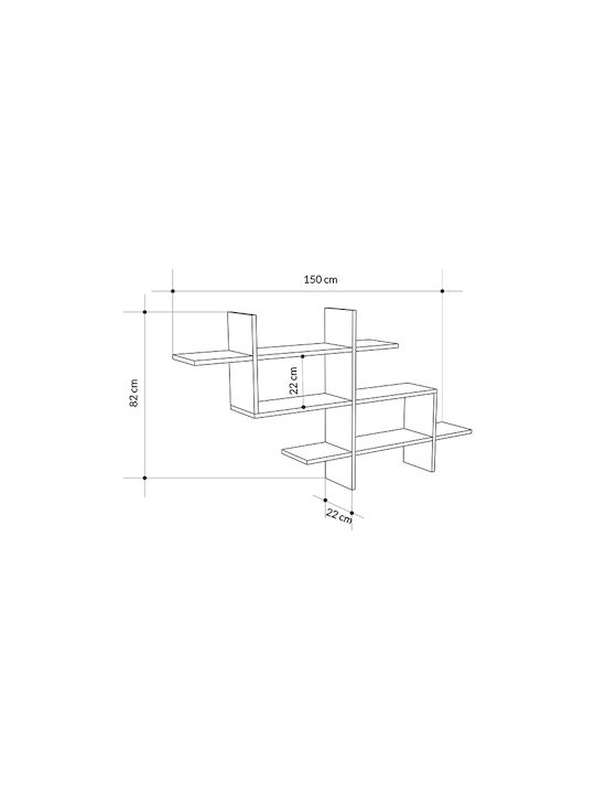 Shelf Wall Halic Natural Beech 150x22x82cm