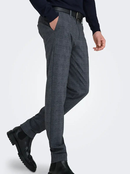 Trousers Chino Elastic in Slim Fit Dress Blue