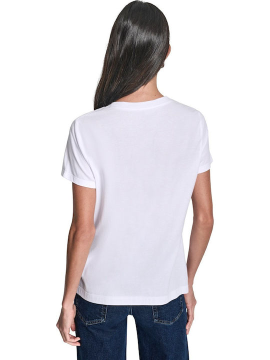 Logo Women's Summer Blouse Cotton Short Sleeve White