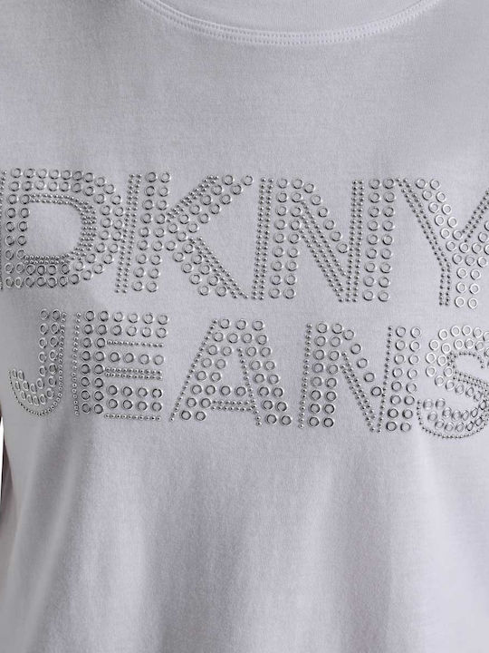 Logo Women's Summer Blouse Cotton Short Sleeve White