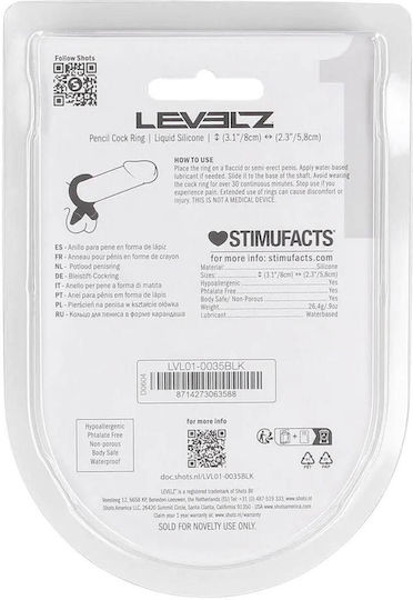Pencil Liquid Silicone Cockring Black