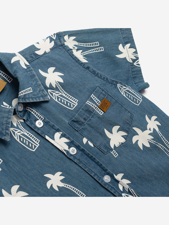 Kids Shirt Short Sleeve Denim Blue
