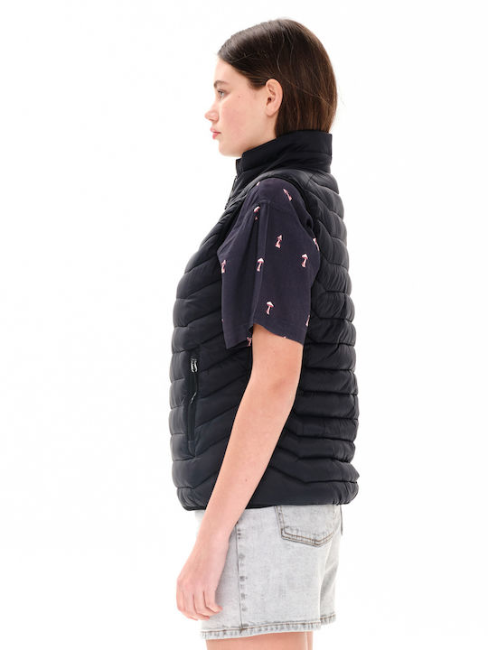 Jachetă de femei Fără mâneci Puffer Negru